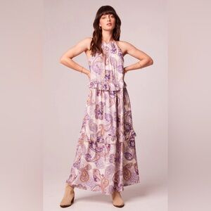 LILIANE PURPLE PAISLEY TIERED MAXI DRESS NWT